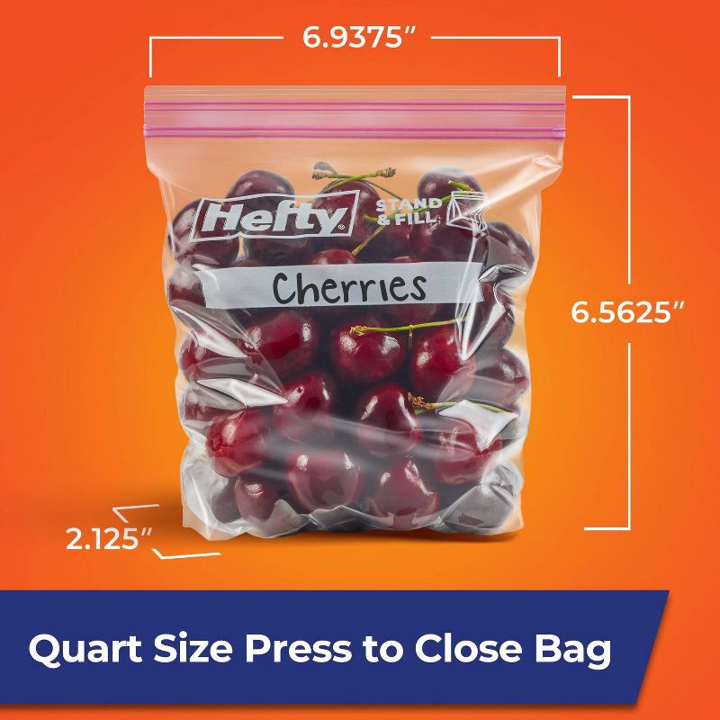 slide 6 of 8, Hefty Quart Stand and Fill Food Storage Bags - 48ct, 48 ct