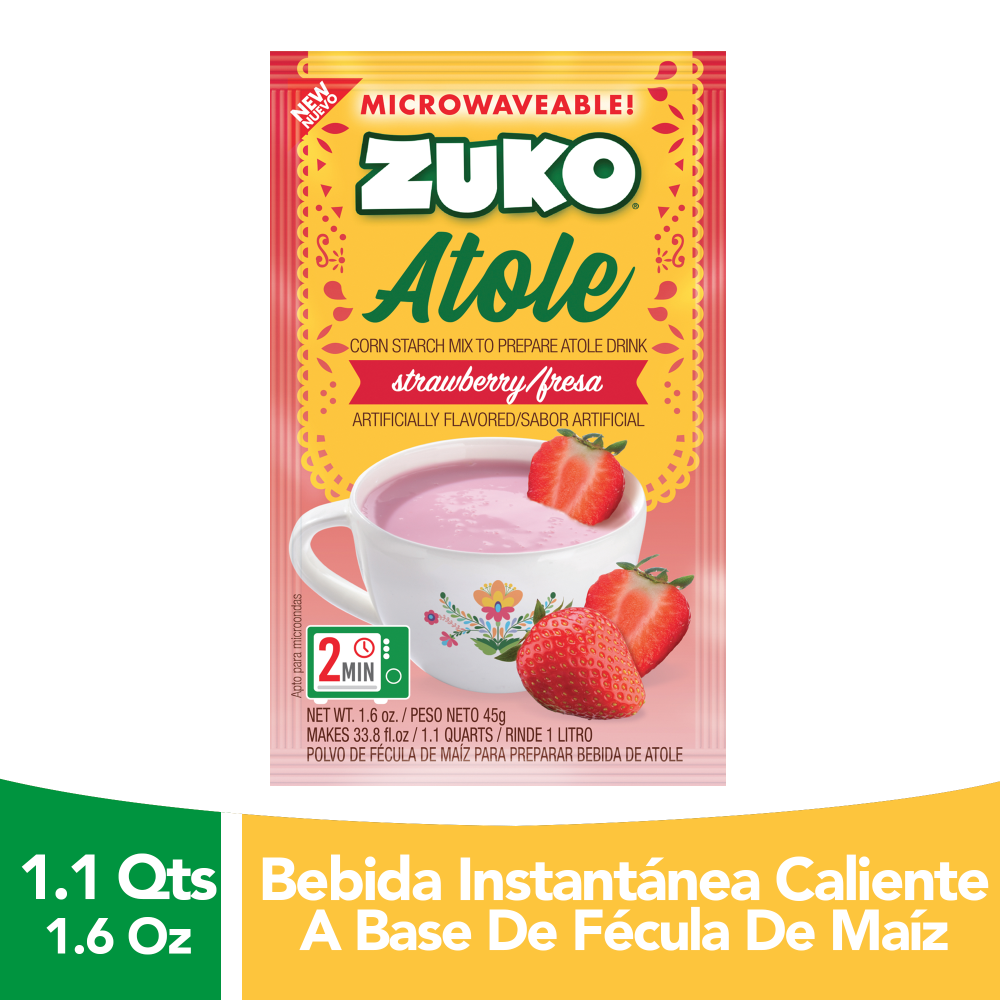 slide 2 of 2, Zuko Strawberry/Fresa Atole Drink Mix - 1.6 oz, 1.6 oz