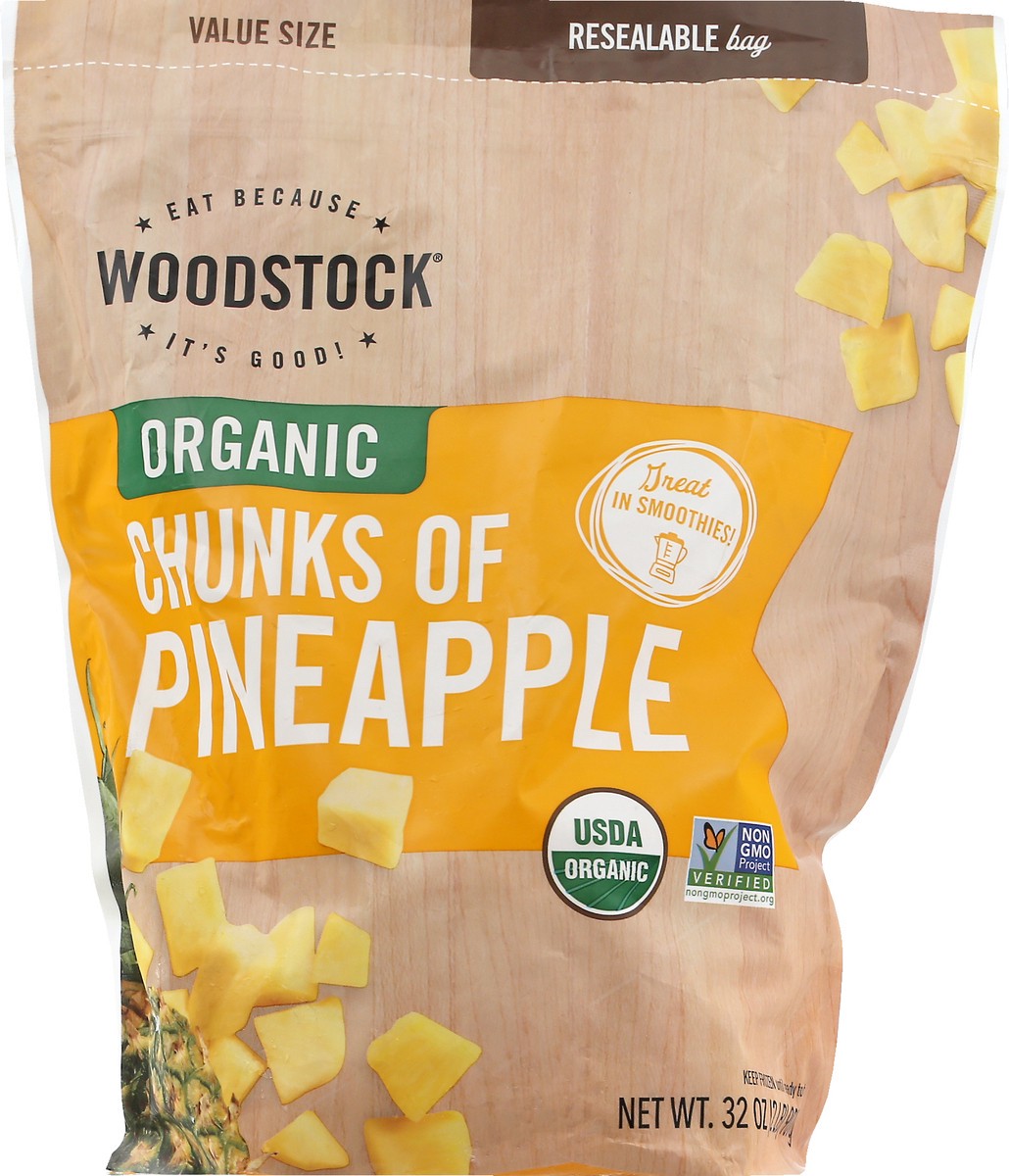 slide 1 of 12, Woodstock Value Size Organic Chunks of Pineapple 32 oz, 32 oz