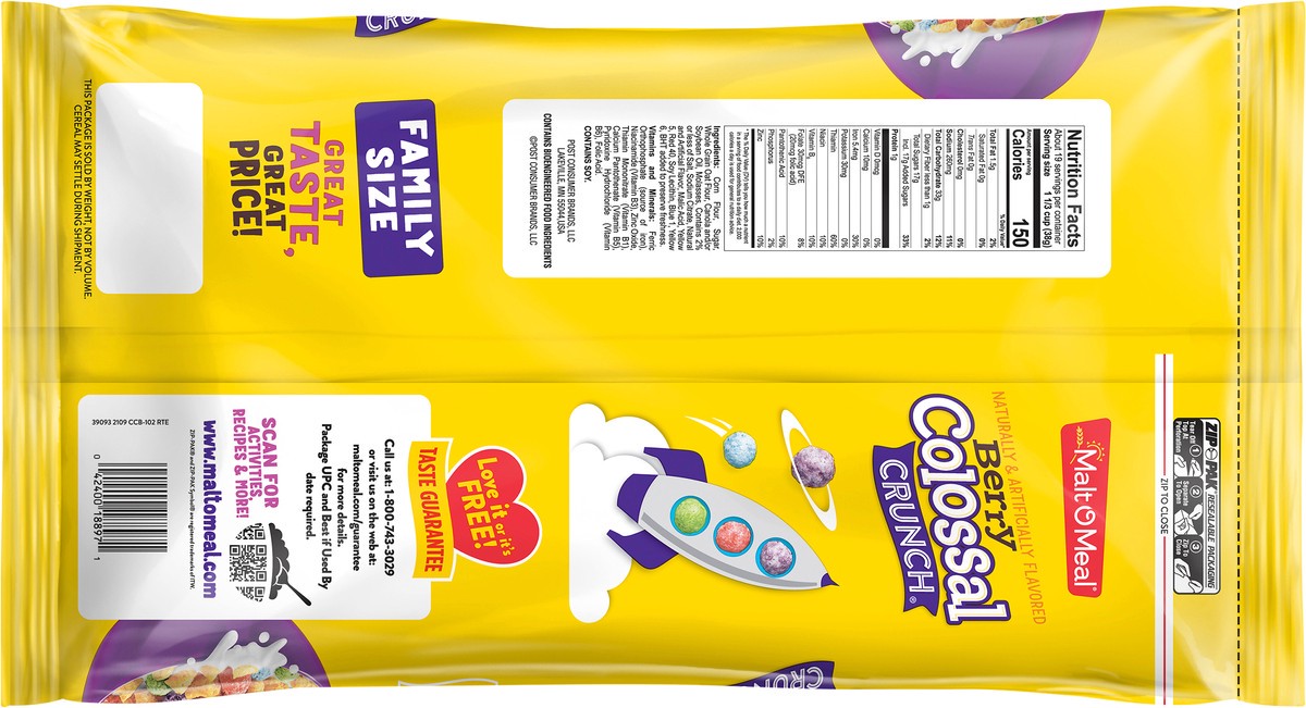 slide 6 of 7, Malt-O-Meal Berry Colossal Crunch Breakfast Cereal, 26 OZ Bag, 26 oz