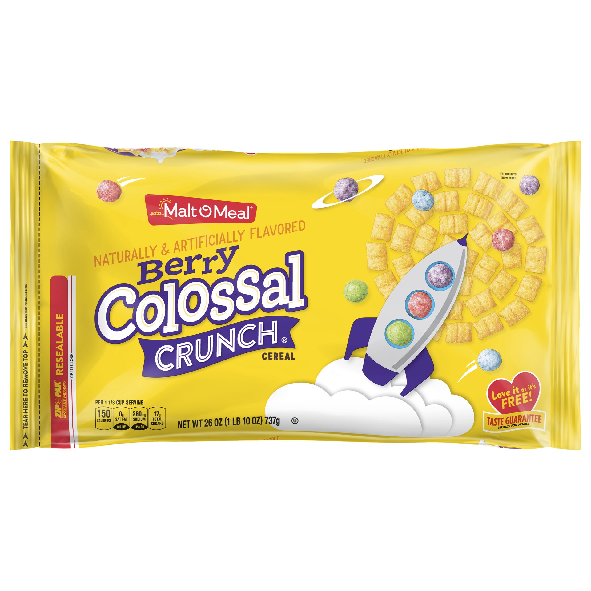 slide 1 of 7, Malt-O-Meal Berry Colossal Crunch Breakfast Cereal, 26 OZ Bag, 26 oz