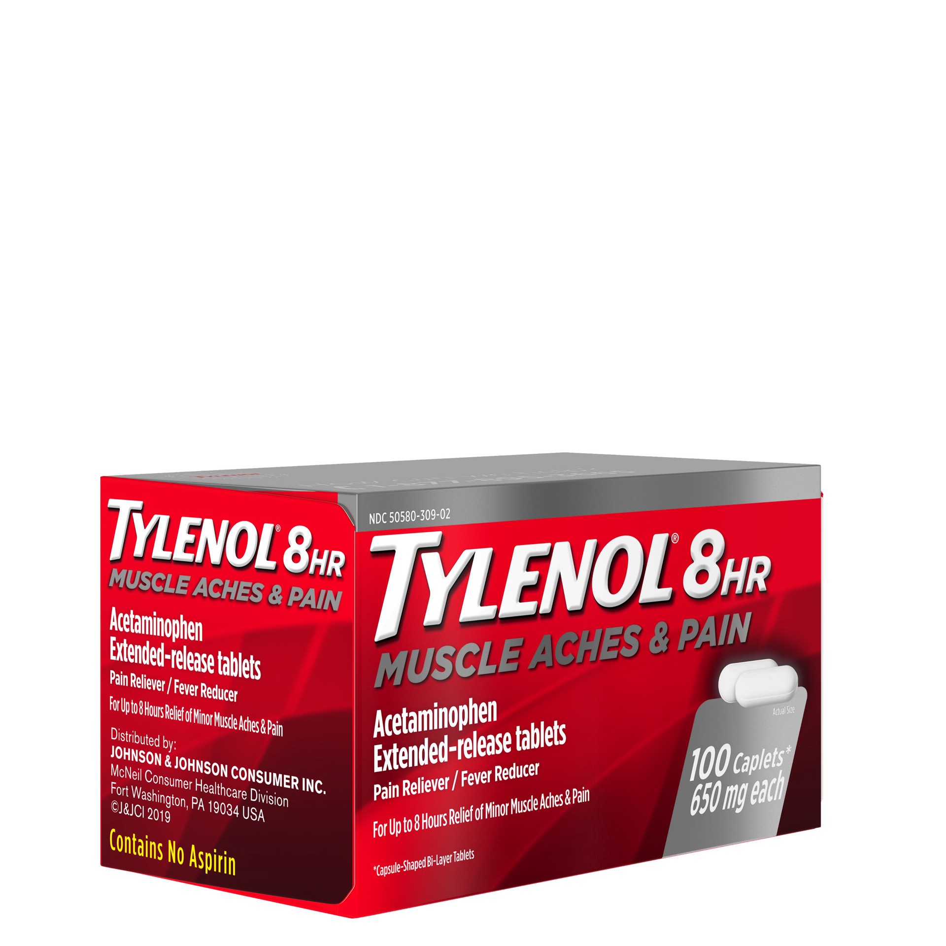 slide 3 of 9, Tylenol 8 Hour Muscle Aches & Pain Relief Extended-Release Tablets with 650 mg Acetaminophen, Fever Reducer & Pain Medicine for Muscles, Joints, Body, and Backache Pain Relief, 100 Count, 100 ct