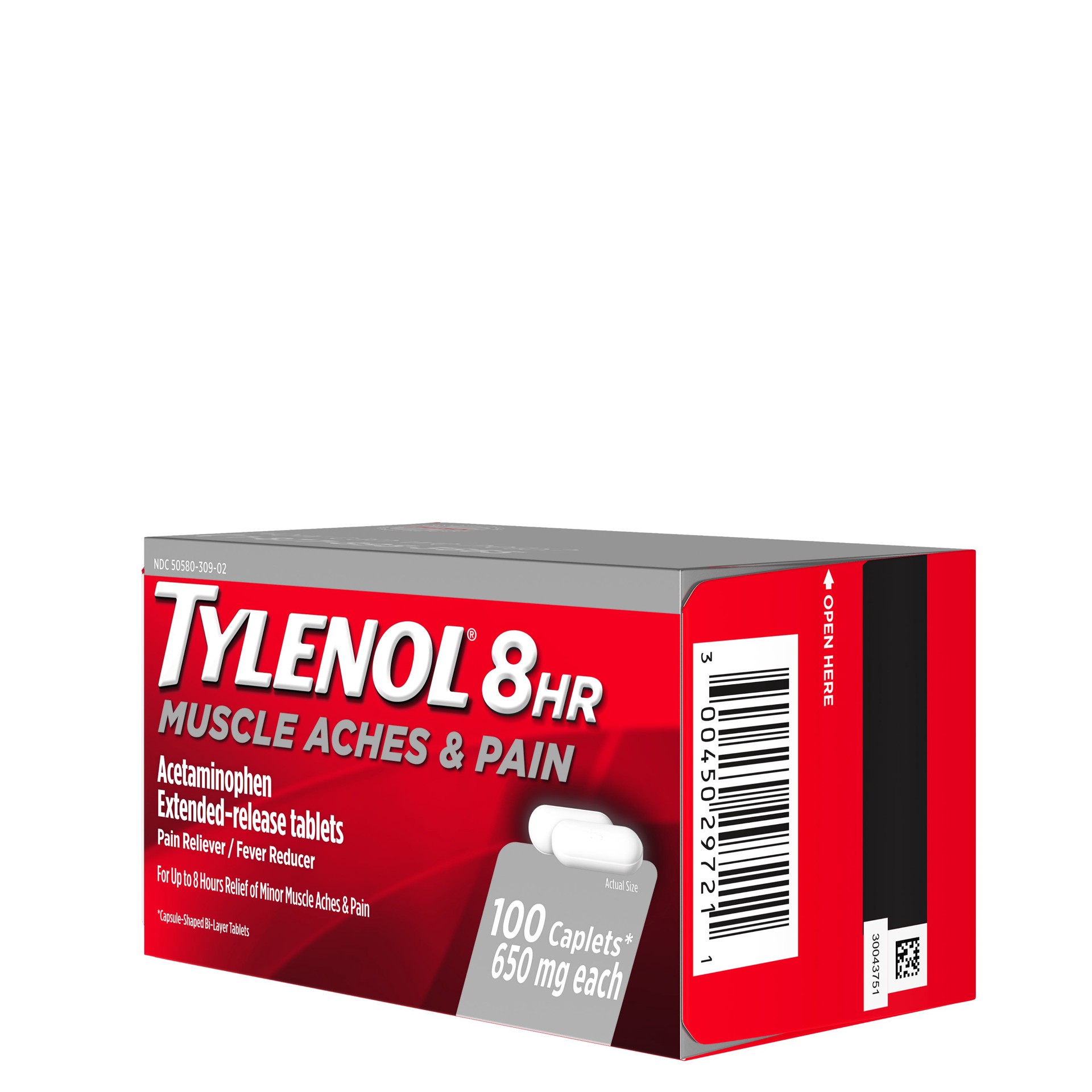slide 7 of 9, Tylenol 8 Hour Muscle Aches & Pain Relief Extended-Release Tablets with 650 mg Acetaminophen, Fever Reducer & Pain Medicine for Muscles, Joints, Body, and Backache Pain Relief, 100 Count, 100 ct