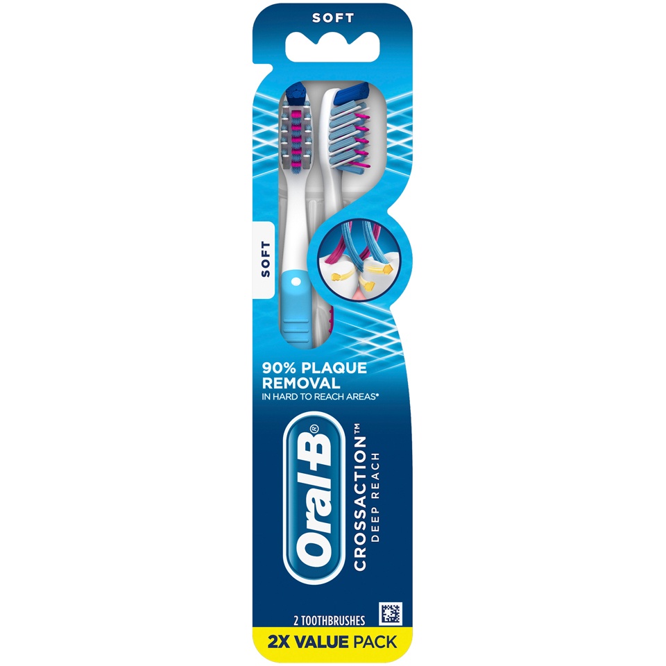 slide 1 of 2, Oral B Soft Deep Reach Toothbrushes 2 ea, 2 ct