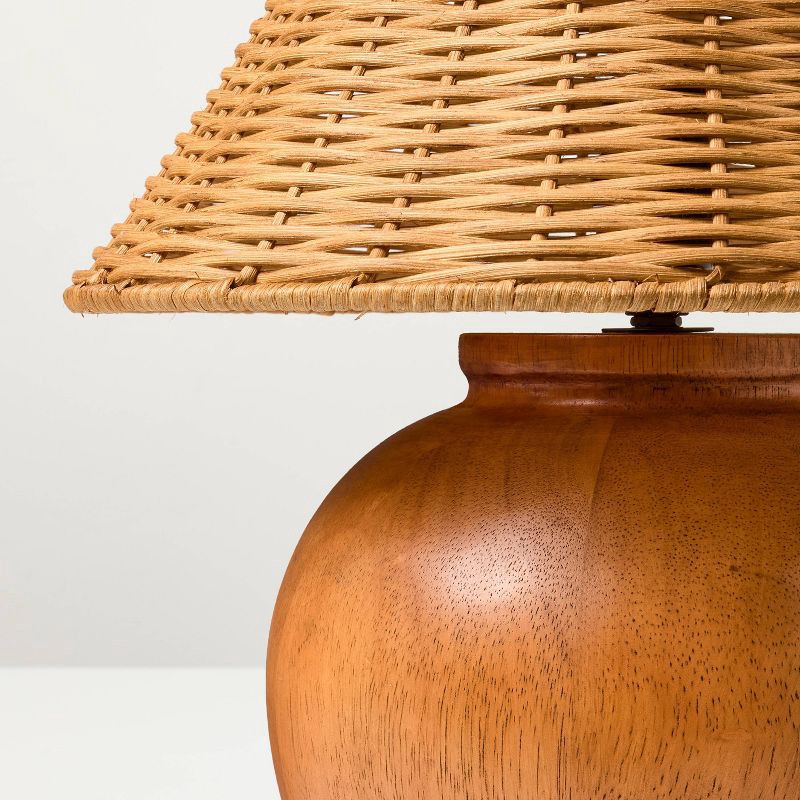 slide 4 of 4, Hearth & Hand with Magnolia Wood Base with Rattan Shade Accent Table Lamp - Hearth & Hand™ with Magnolia, 1 ct
