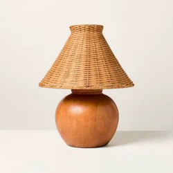 Hearth & Hand with Magnolia Wood Base with Rattan Shade Accent Table Lamp - Hearth & Hand™ with Magnolia