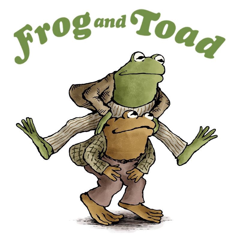 slide 3 of 3, Men's Frog and Toad Piggy Back Graphic T-Shirt - White L: Cotton Polyester Crew Neck Pullover, 1 ct
