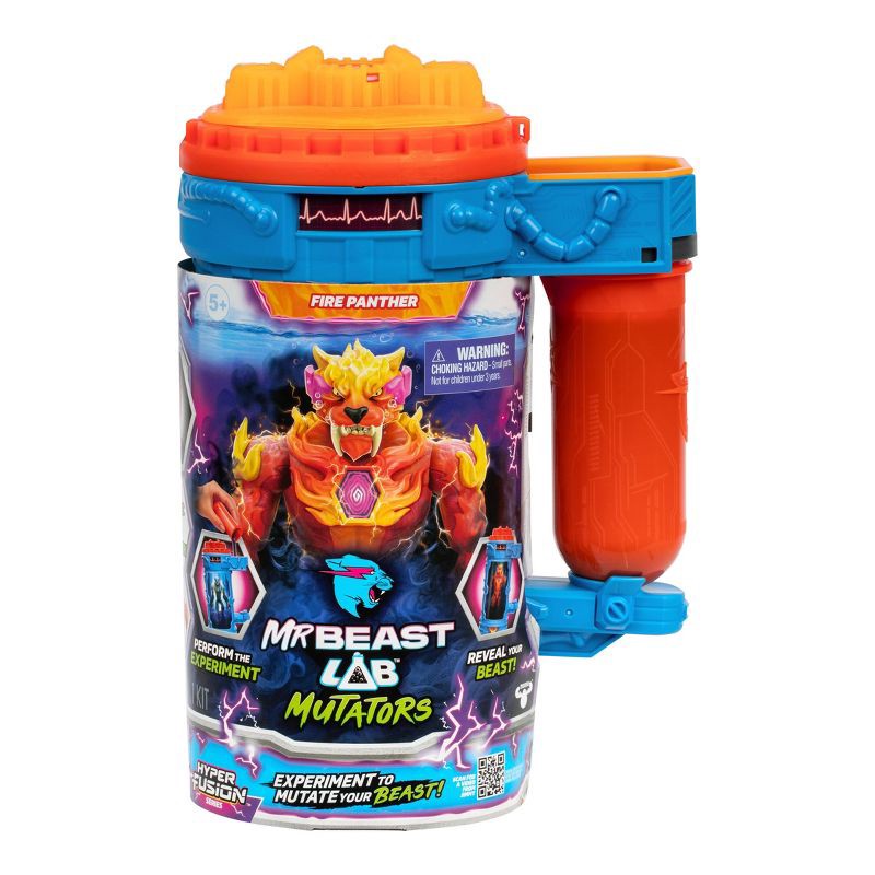 slide 2 of 9, MrBeast Lab Mutators Mutation Chamber Flame Panther Action Figure, 1 ct