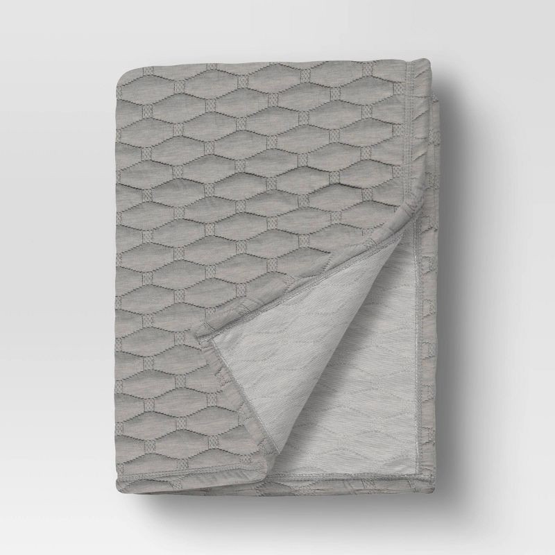 slide 1 of 5, Triple Knit Throw Blanket Heathered Gray - Room Essentials™, 1 ct