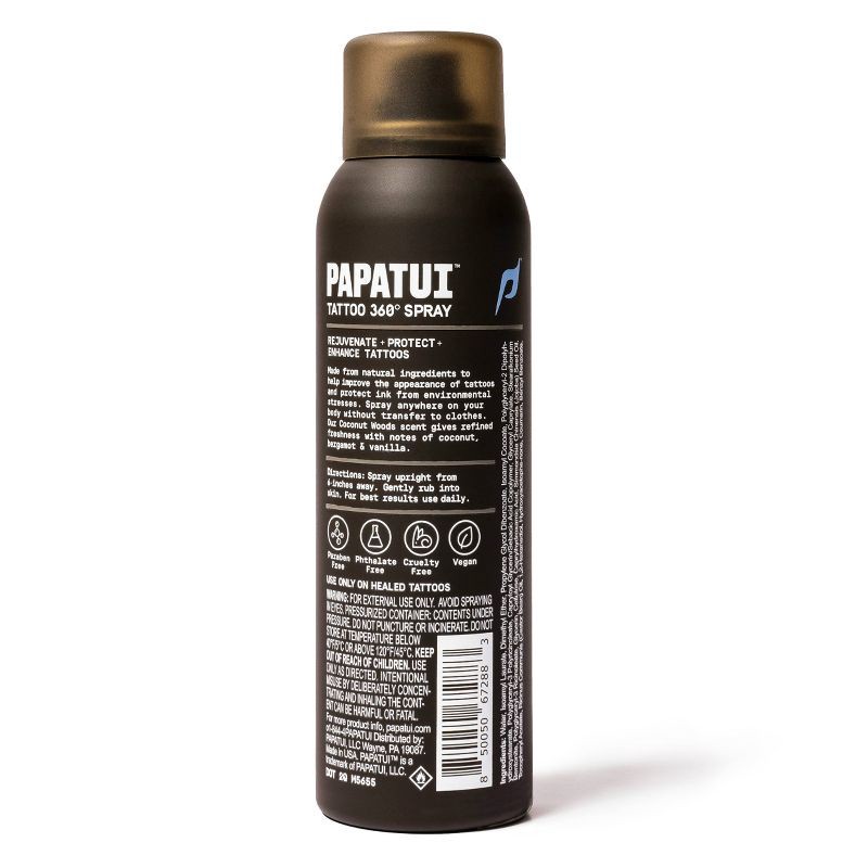 slide 11 of 12, Papatui Paraben-Free Protect and Brighten Vitamin E Tattoo Spray - Coconut Woods - 4oz, 4 oz