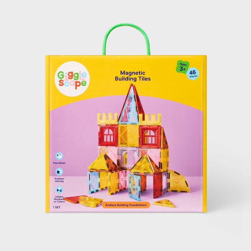 slide 4 of 5, Magnetic Building Tiles Set 46pc - Gigglescape™, 46 ct