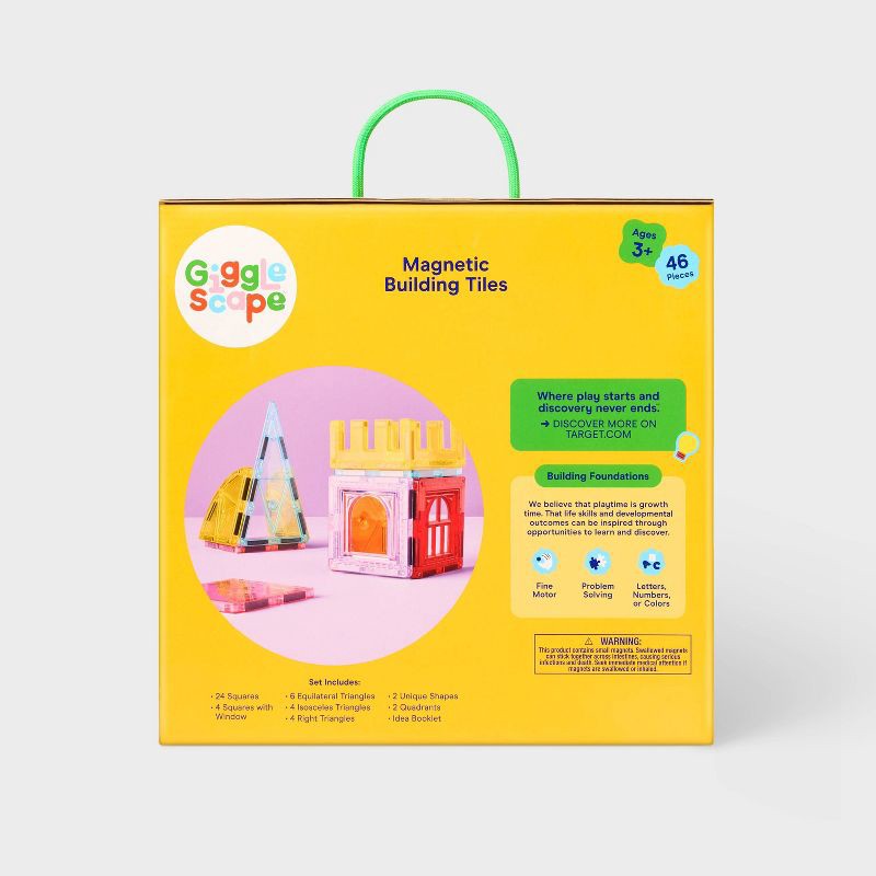 slide 5 of 5, Magnetic Building Tiles Set 46pc - Gigglescape™, 46 ct