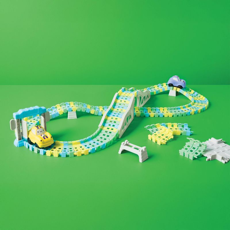 slide 2 of 5, Flexible Racetrack and Car - 139pc - Gigglescape™, 139 ct