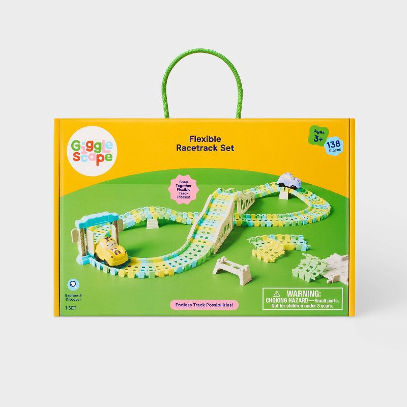 slide 4 of 5, Flexible Racetrack and Car - 139pc - Gigglescape™, 139 ct