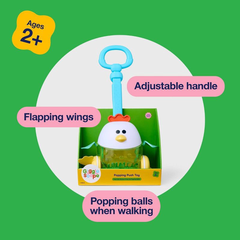 slide 3 of 5, Push & Walk Popping Chick - Gigglescape™, 1 ct