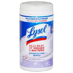 Lysol Disinfectant Wipes, Multi-Surface Antibacterial Cleaning Wipes, For Disinfecting and Cleaning, Early Morning Breeze, 80ct