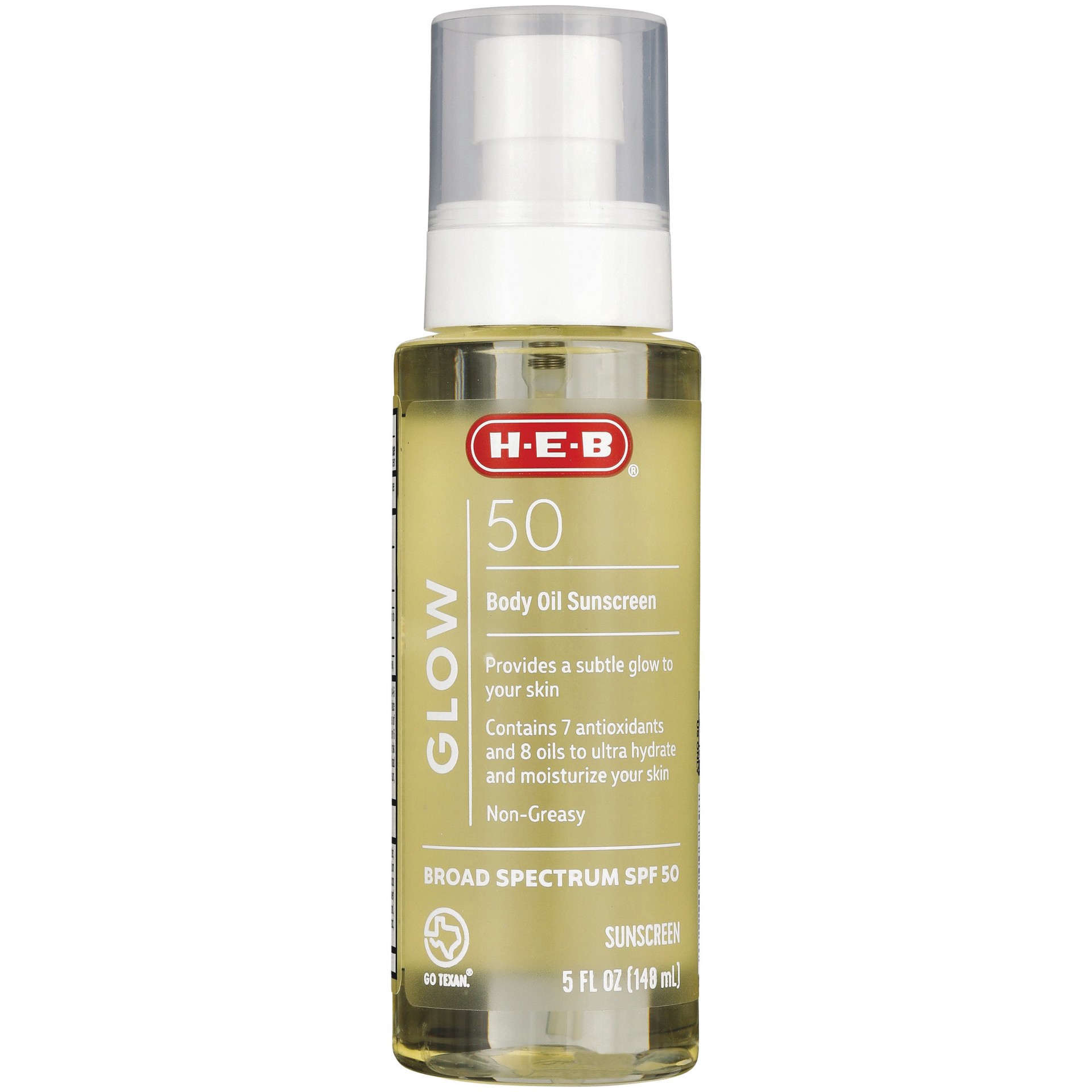 slide 1 of 1, H-E-B Glow Body Oil Sunscreen Spray - SPF 50, 5 oz