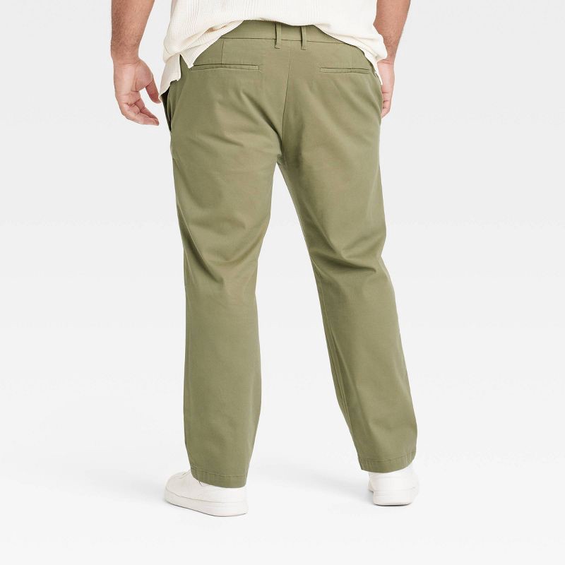 slide 2 of 3, Men's Comfort Wear Slim Fit Chino Pants - Goodfellow & Co™ Olive Green 28x30: Mid Rise, Twill Fabric, 1 ct