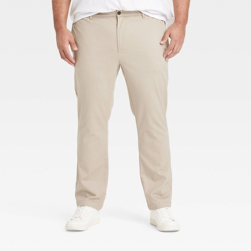 slide 1 of 3, Men's Comfort Wear Slim Fit Chino Pants - Goodfellow & Co™ Tan 34x30: Midweight Twill, Stretch, Pockets, 1 ct