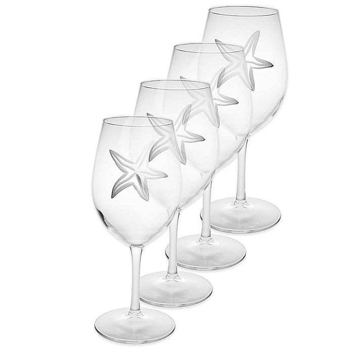 slide 1 of 4, Rolf Glass Starfish All Purpose Wine Glasses, 4 ct