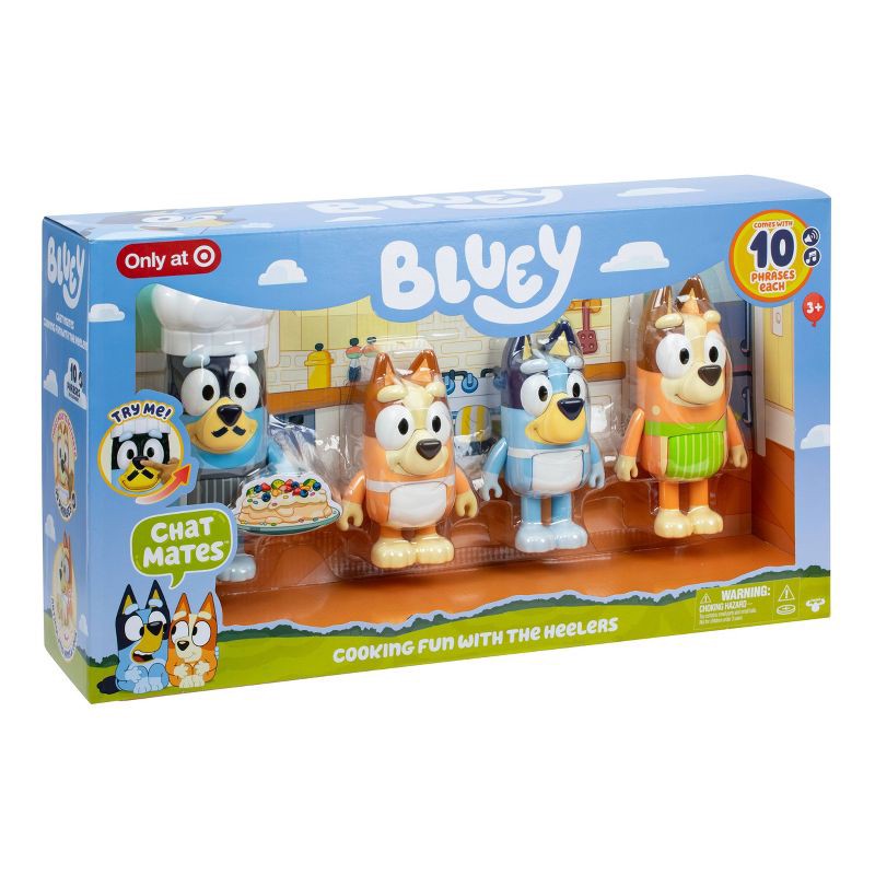 slide 6 of 8, Bluey Let's Play Chef Chat Mates Figure Dinner Time Heeler: Interactive Toy with Bluey & Bingo Characters, 1 ct