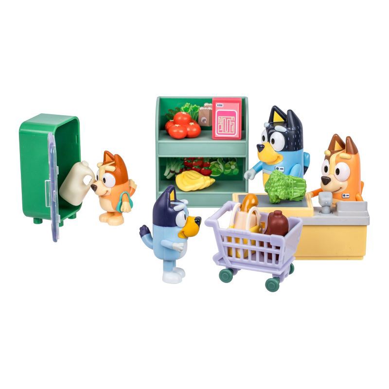 slide 4 of 7, Bluey Let's Play Chef Family Shopping Trip Mini Figure: Includes Bandit, Chilli, Bingo & Accessories, 1 ct