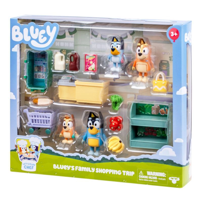 slide 5 of 7, Bluey Let's Play Chef Family Shopping Trip Mini Figure: Includes Bandit, Chilli, Bingo & Accessories, 1 ct