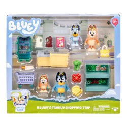 Bluey Let's Play Chef Family Shopping Trip Mini Figure: Includes Bandit, Chilli, Bingo & Accessories