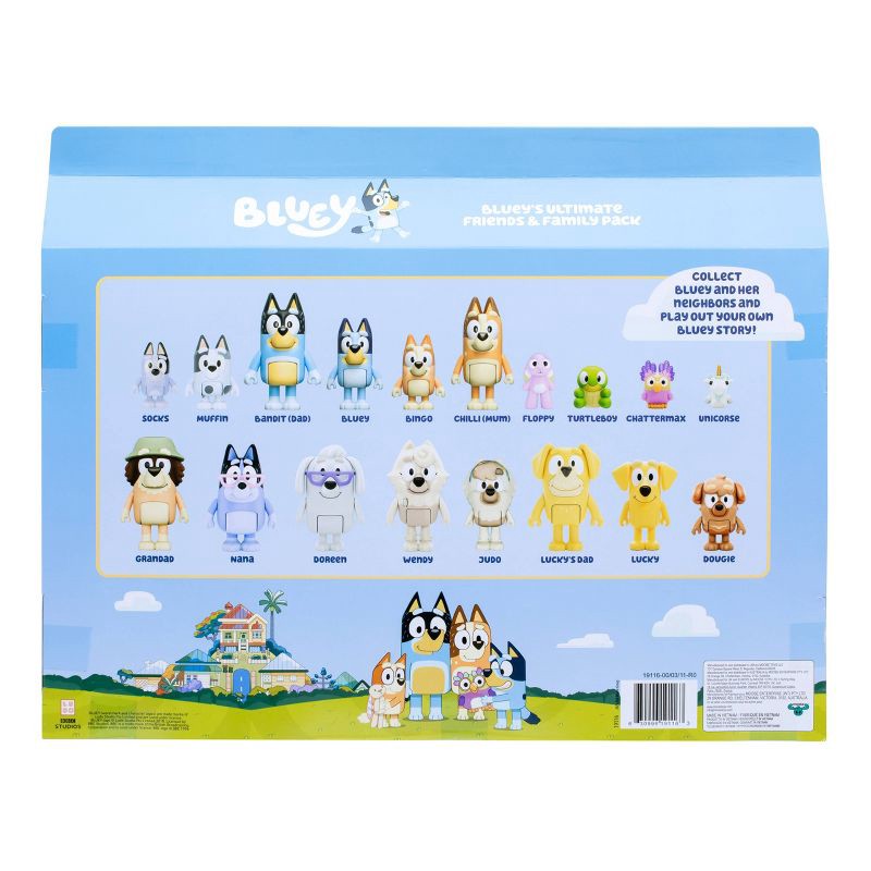 slide 3 of 7, Bluey Neighborhood Friends Mini Figure: Articulated Character Toy Set, Includes 18 Figures, BBC Licensed, 1 ct