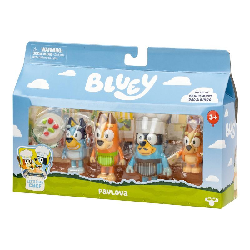 slide 4 of 5, Bluey Let's Play Chef Mini Figure Pavlova - 4pk: Articulated Plastic Characters, BBC Licensed, Set of Four, 4 ct