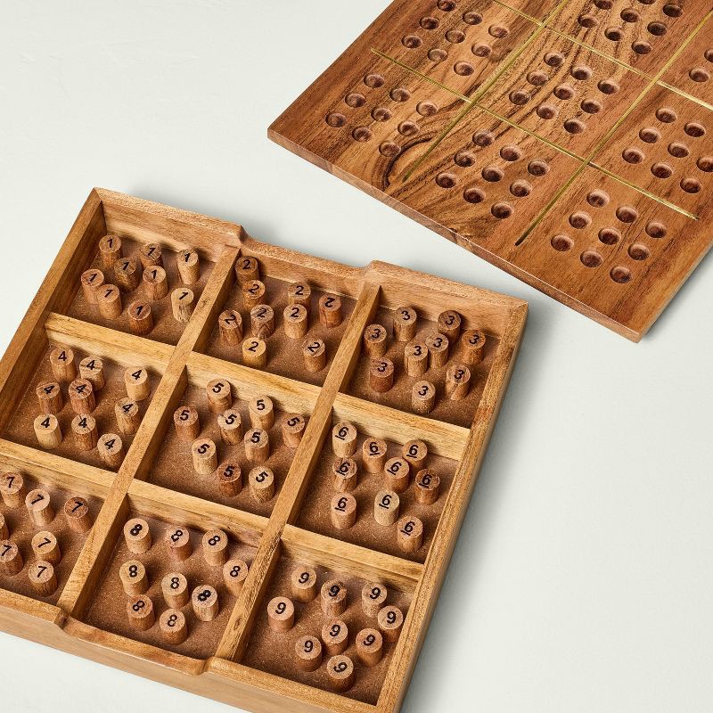 slide 3 of 4, Hearth & Hand with Magnolia Wood and Brass Sudoku - Hearth & Hand™ with Magnolia, 1 ct