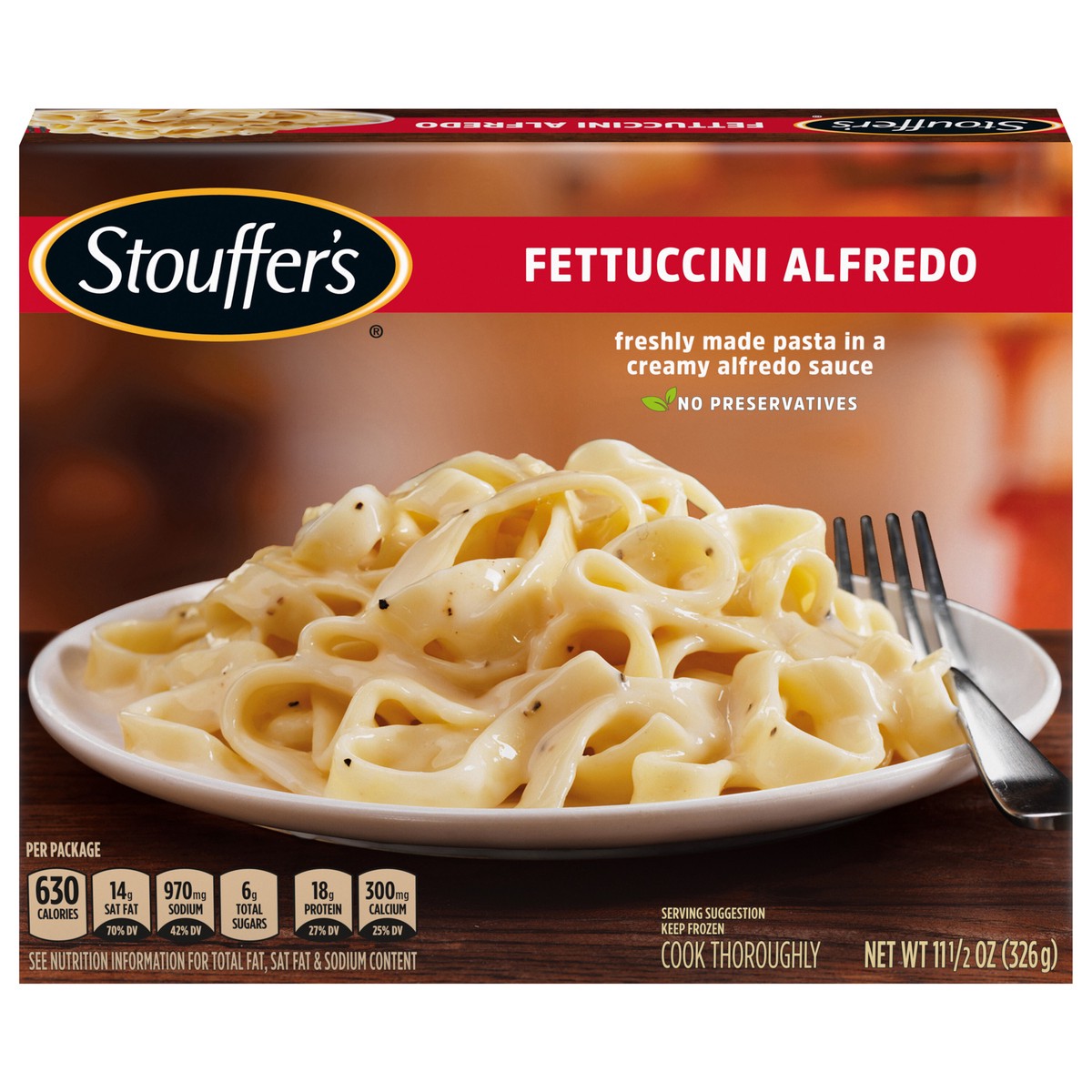 slide 2 of 15, Stouffer's Fettuccini Alfredo Frozen Meal, 11.5 oz