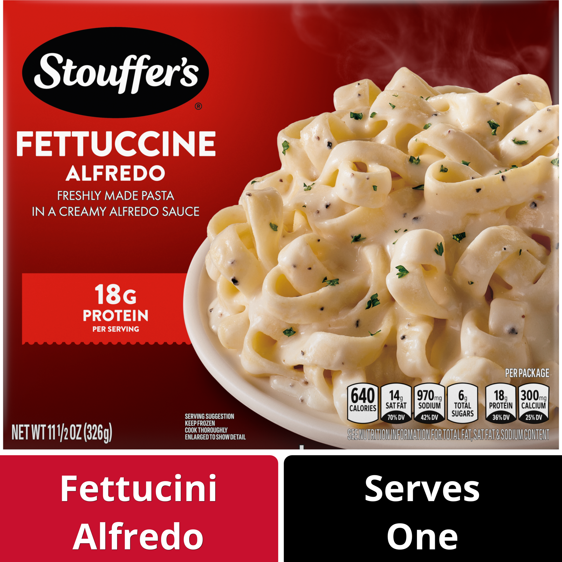 slide 1 of 15, Stouffer's Fettuccini Alfredo Frozen Meal, 11.5 oz