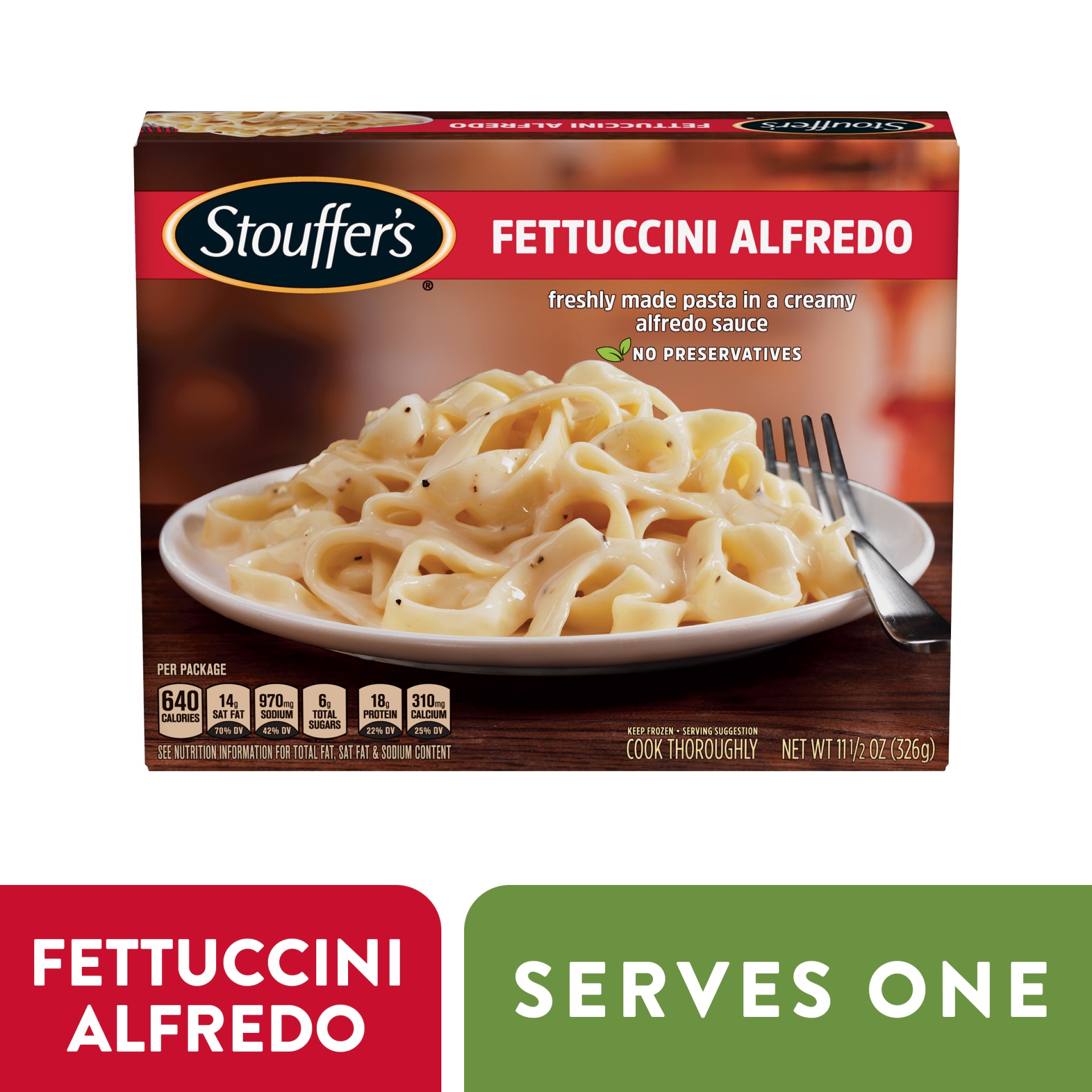 slide 1 of 11, Stouffer's Fettuccini Alfredo Frozen Meal, 11.5 oz