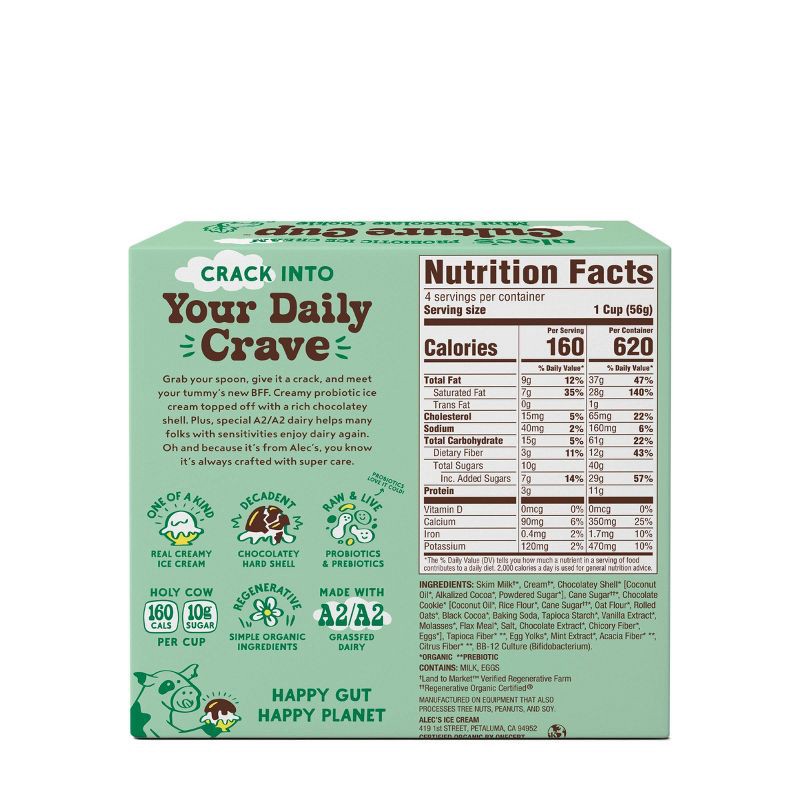 slide 2 of 5, Alec's Ice Cream Culture Cup Organic Frozen Mint Chocolate Cookie - 4ct/14 fl oz, 4 ct, 14 fl oz