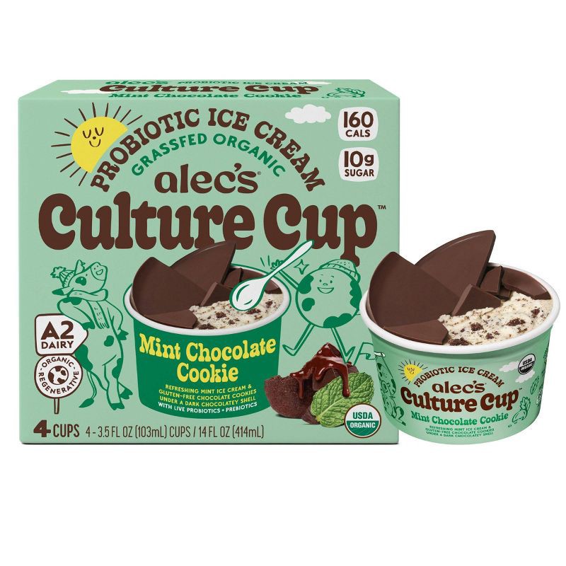 slide 5 of 5, Alec's Ice Cream Culture Cup Organic Frozen Mint Chocolate Cookie - 4ct/14 fl oz, 4 ct, 14 fl oz