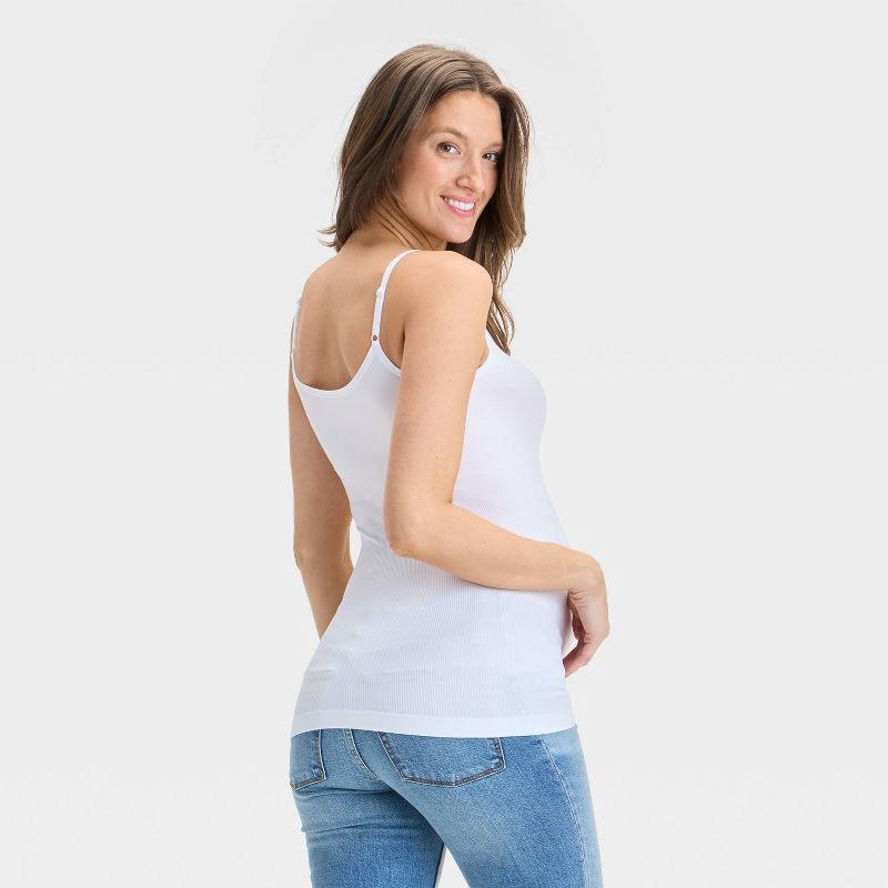 slide 2 of 3, Seamless Support Maternity Tank Top - Isabel Maternity by Ingrid & Isabel™ White M/L: Lightweight Scoopneck Pullover, 1 ct