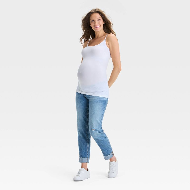 slide 3 of 3, Seamless Support Maternity Tank Top - Isabel Maternity by Ingrid & Isabel™ White M/L: Lightweight Scoopneck Pullover, 1 ct