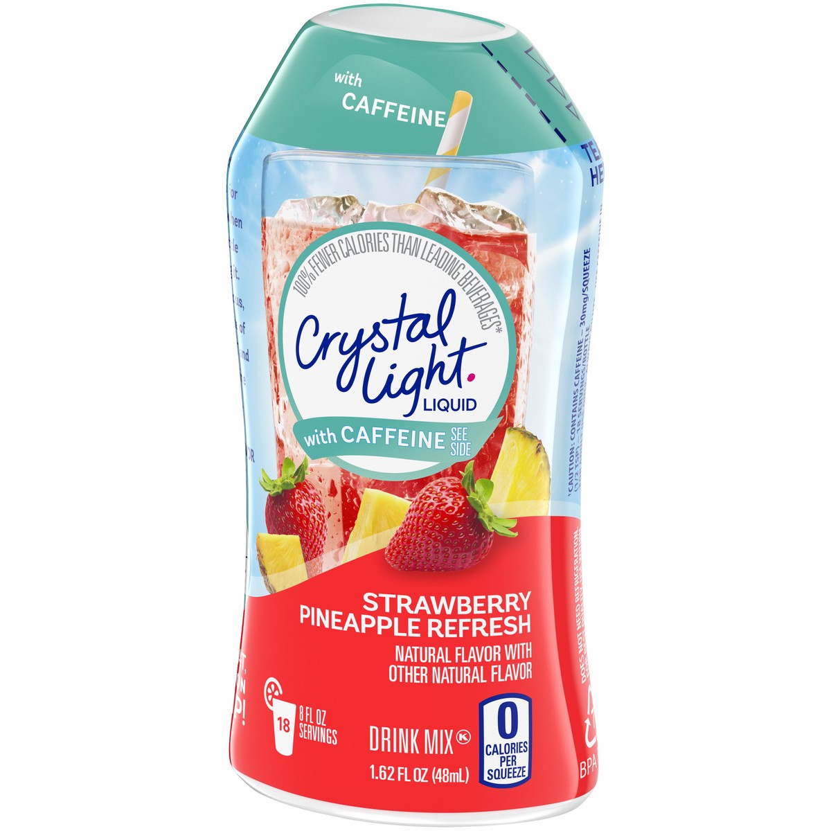 slide 8 of 9, Crystal Light Liquid Strawberry Pineapple Refresh with Caffeine Drink Mix- 1.62 oz, 1.62 fl oz