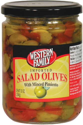 slide 1 of 1, Western Family Green Salad Olives Glass, 10 oz