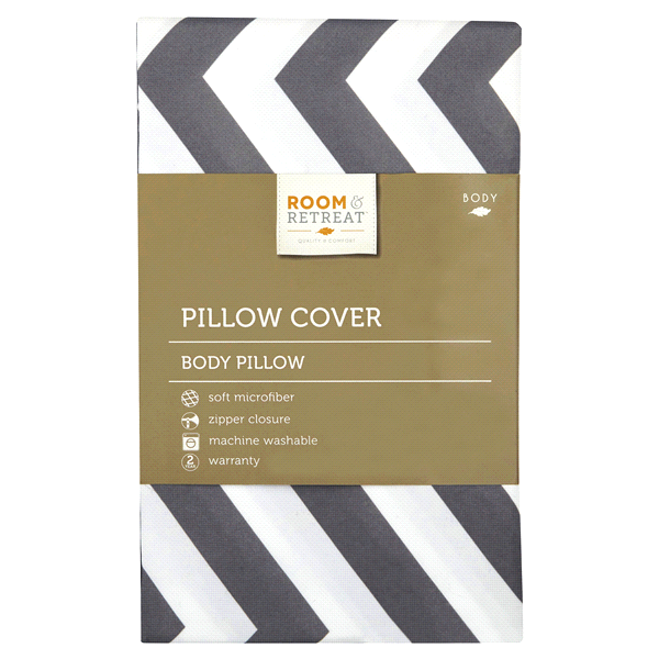 slide 1 of 1, Room & Retreat Body Pillow Protector, Grey Chevron, 1 ct