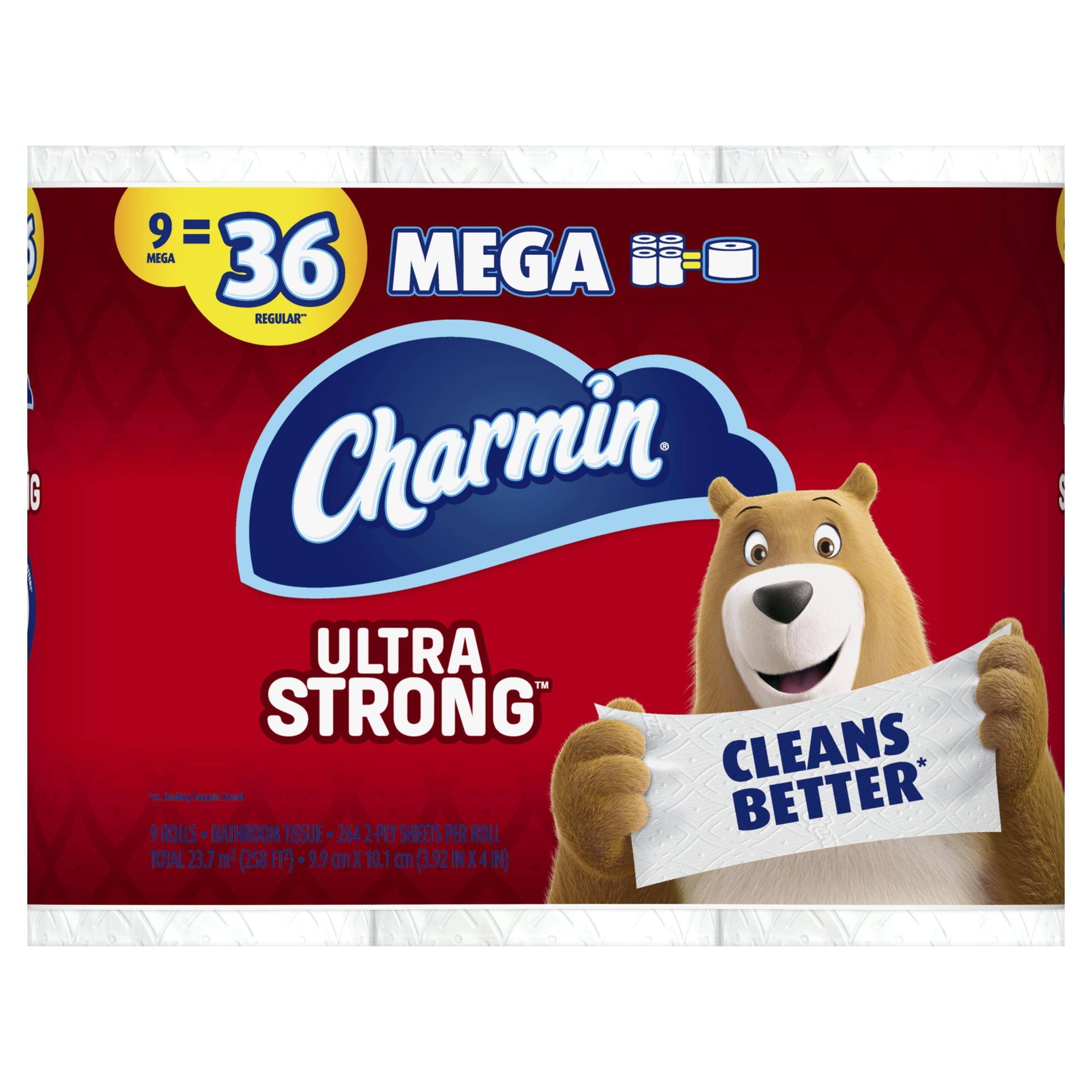 slide 1 of 4, Charmin Ultra Strong Toilet Paper Mega Rolls, 9 ct