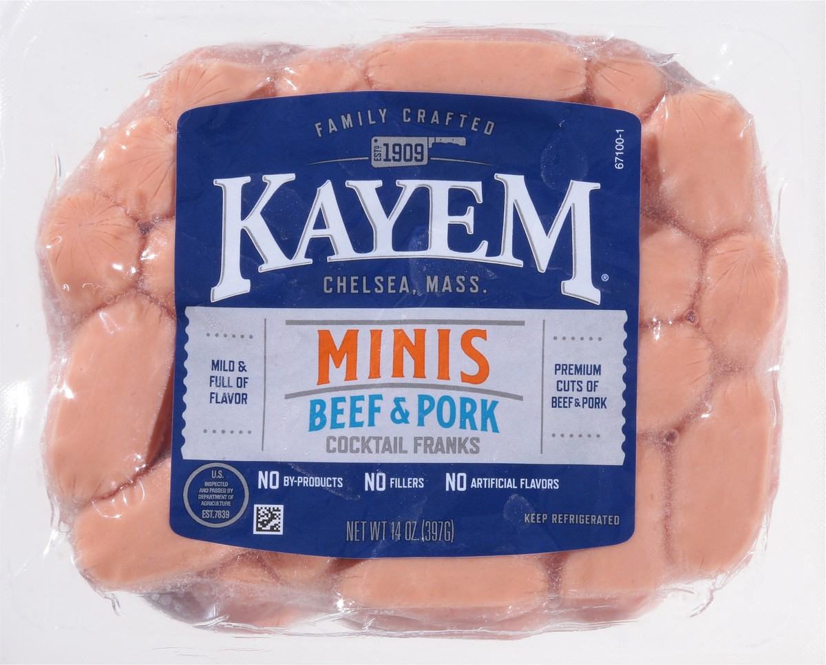slide 8 of 14, Kayem Beef & Pork Cocktail Franks Minis 14 oz, 14 oz; . 48 ct