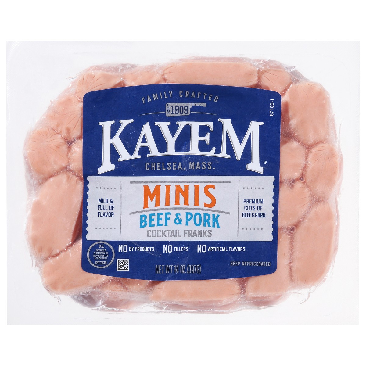 slide 1 of 14, Kayem Beef & Pork Cocktail Franks Minis 14 oz, 14 oz; . 48 ct