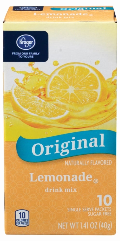 slide 1 of 1, Kroger Lite Lemonade Drink Mix Singles, 10 ct; 0.14 oz