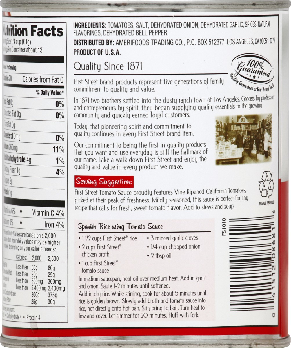 slide 3 of 6, First Street Tomato Sauce, 29 oz