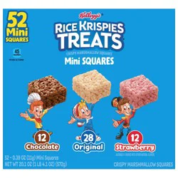 Rice Krispies Treats Mini Crispy Marshmallow Squares, Kids Snacks, Lunch Snacks, Variety Pack, 20.1oz Box, 52 Bars