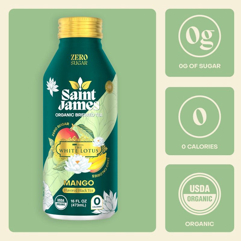 slide 3 of 5, Saint James White Lotus Organic Black Tea 16oz., 16 oz