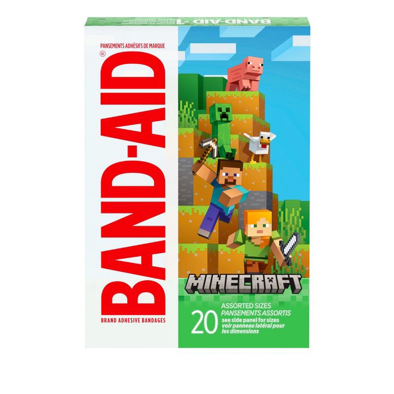 slide 2 of 6, Band-Aid Adhesive Assorted Decorative Minecraft Bandages - 20ct, 20 ct