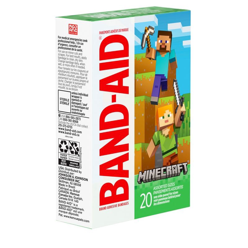 slide 3 of 6, Band-Aid Adhesive Assorted Decorative Minecraft Bandages - 20ct, 20 ct